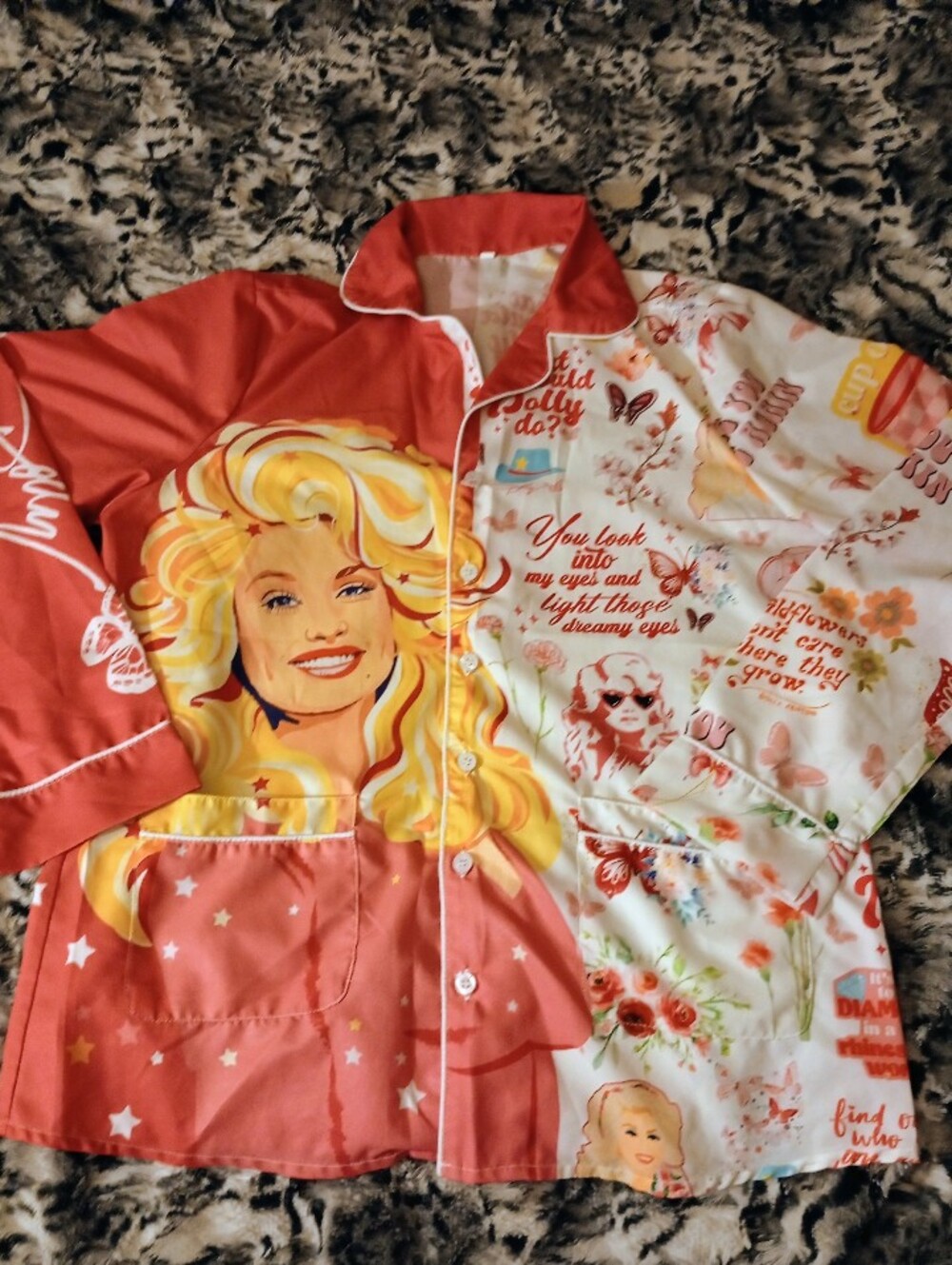 Retro Hot Pink & Muilt Colored Pajama Women Long Sleeve Graphic Shirt